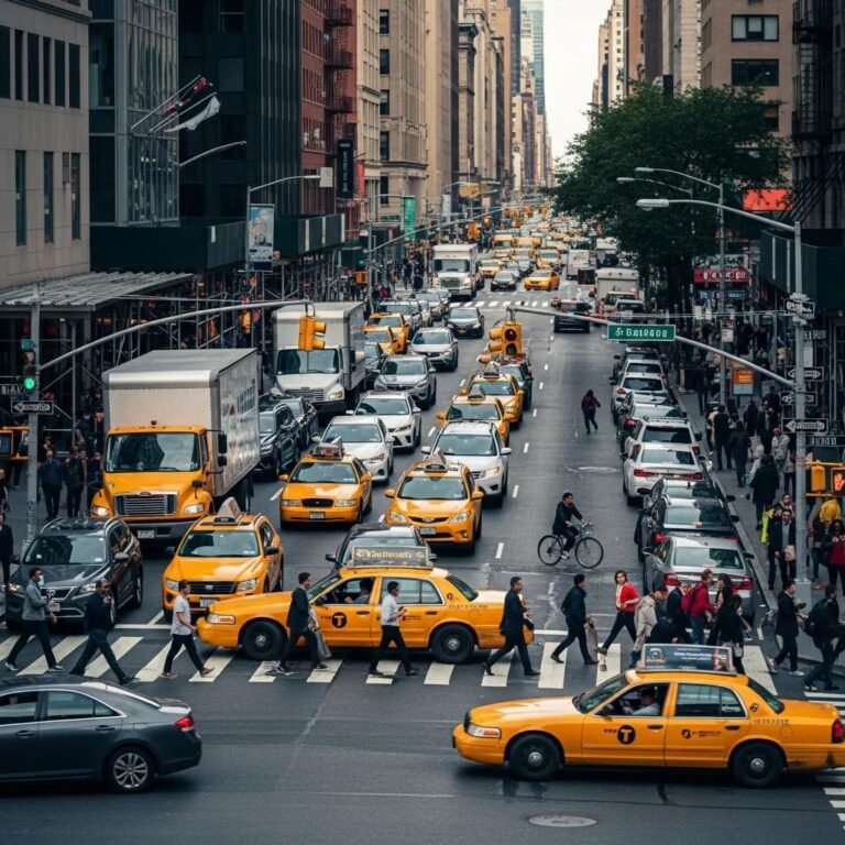 New York City street scene illustrating the complexities of urban traffic and car accidents